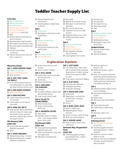 Toddler Teacher Supply List